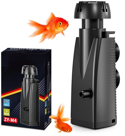 Akvarium skimmer med ekologisk svamp och sugkoppar, fiskbassäng ytdammsugare, akvariefilter för akvarier upp till 350 l, oljefilmborttagare akvarier, filterpump (300 L/H 4 W)