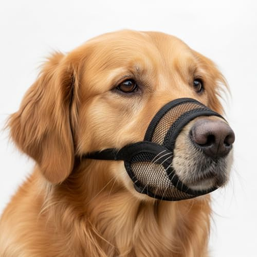 OHNSO Dog Muzzle for Large Dogs – Breathable Air Mesh Muzzle for Large Sized Dog | Mussels for Dogs Grooming | Muzzles to Prevent Biting Barking Chewing | Allows Panting and Drinking