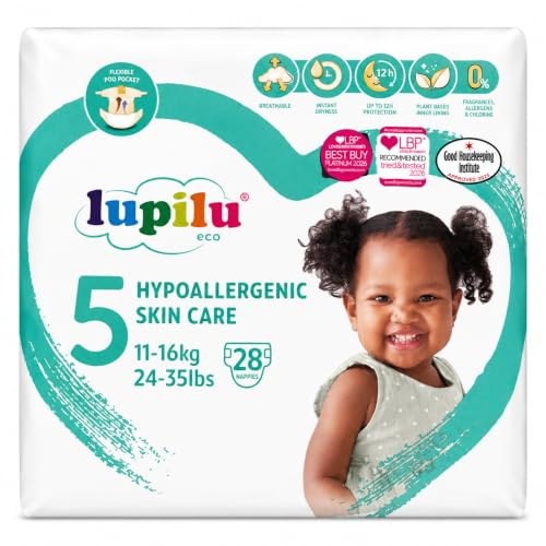 Lupilu Eco Hypoallergene Babywindeln, Größe 5 (11-16 kg), 28 Stück | Bis zu 12 Stunden Schutz