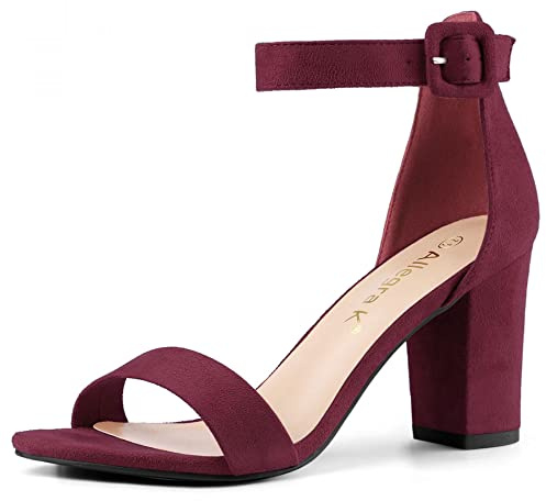 Allegra K Sandales à bout ouvert Chunky à talon haut pour femme Burgundy 42