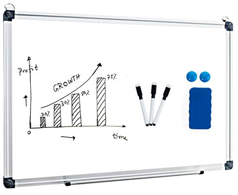 COSTWAY Whiteboard magnettavla, skrivtavla, anslagstavla, väggtavla, planeringstavla, med aluminiumram, många storlekar valbara (70 x 50 cm)