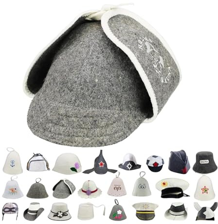 GMMH® Bastuhatt av ullfilt, bastumössa för kvinnor och män med roliga motiv, filt, huvudskydd, bastumössa, filthatt, hatt för bastu, banya, finsk bastu
