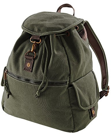 Vintage Canvas Backpack, Farbe:Vintage Military Green, Größe:30 x 36 x 16 cm