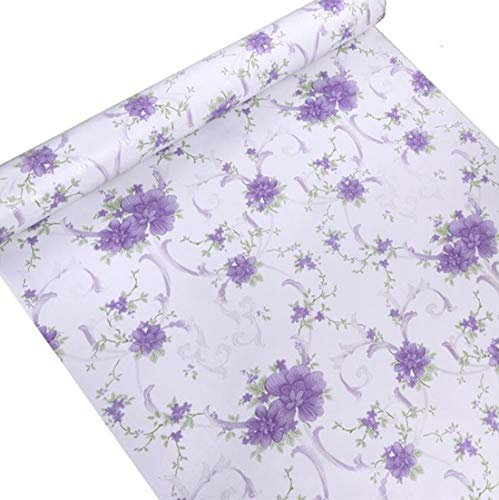 Carta da parati adesiva a contatto floreale, carta da parati adesiva per mobili, mobili da cucina, controsoffitto, 45 x 297 cm, colore: viola