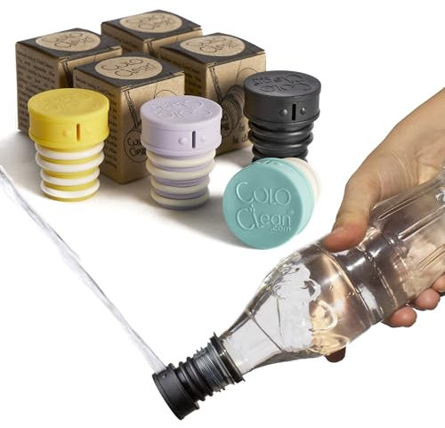 CuloClean Bidé De Mano para WC. Hecho en España. El bidet portátil más discreto. Compatible con cualquier botella de plástico. Ducha sanitaria o de viaje, tapón acoplable. (4pcs Colores)