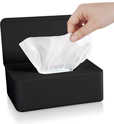 Feuchttücher Box mit Deckel,Taschentuchspender,Taschentuchbox für Zuhause Büro Auto (Schwarz)