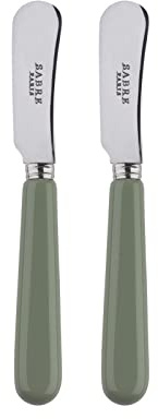 SABRE PARIS - Set of 2 Spreader Knives 14 cm - Pop Collection - Perfect for Butter, Tapenades, Spreads - Stainless Steel & Acrylic - Dishwasher Safe - Asparagus