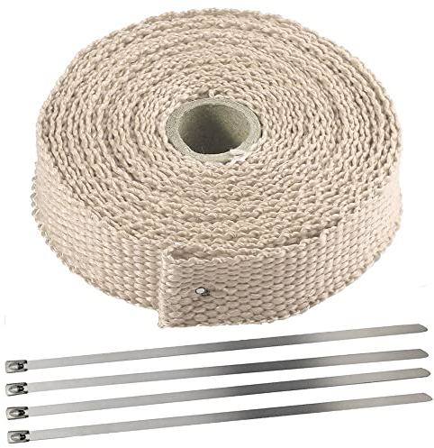Hitzeschutzband Basaltfaser Auspuffband,5m WäRmedäMmband Auspuff Braun mit 4 Edelstahl Kabelbinder,füR Motorrad FäCherkrüMmer Thermoband KrüMmerband