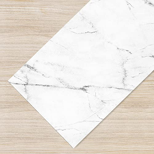 IlGruppone Tappeto Cucina Antiscivolo Made in Italy Passatoia Antimacchia Multiuso Corridoio Soggiorno Lavabile in Lavatrice - 50x100 - Marmo White