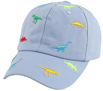 2-6 Years Girls Boys Dino Cotton Baseball Cap Anti UV Sun Protection Hat Boys Girls Summer Sun Hats Adjustable Snapback Trucker Caps Sports Casual Sun Visor for Beach Cycling