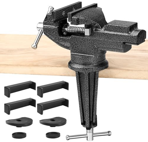 Étau de table universel rotatif à 360° avec bouton de réglage rapide pour le travail du bois, le perçage, le sciage, le travail du métal - 8,3 cm