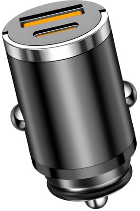 Cargador Coche Carga Rapida[USB C PD30W+QC3.0] Cargador de Automóvil Rápido, USB C Cargador Mechero Coche, Carga rápida con Anillo de tracción, para Phone 16 15 13 12 Pro Pad