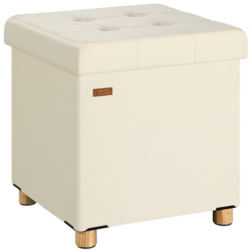 Casaria® Pouf Sgabello 38x38cm Portaoggetti in Velluto Pieghevole con Piedini Poggiapiedi Imbottito Portata 300kg Soggiorno Camera da letto Corridoio