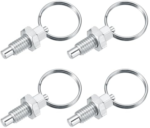 PATIKIL 4 Pcs Perno A Molla Con Anello Di Trazione, M6x1 Perno Indicizzatore In Acciaio Inox Anello Di Trazione A Molla Retrattile Manuale Per Stampaggio dietto