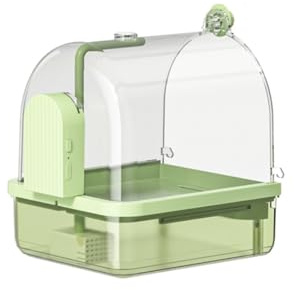 HXLIANG Automatic Bird Bath Shower with Motion Sensor - Self-Cleaning Spa for Parrots & Budgies | Whisper-Quiet Pump, Feather-Safe Spray & USB Charging (Includes Filter & 1-Year Warranty) (Green)