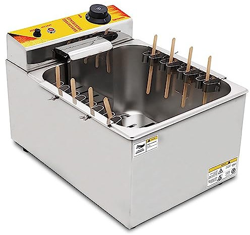 MZBDYYF Commercial Deep Fryer, 1900W Electric Fryer for Hot Dogs & Sausages, 12L Capacity, Automatic Temperature Control, Ideal for Corn Dogs, 8-Piece Frying Equipment