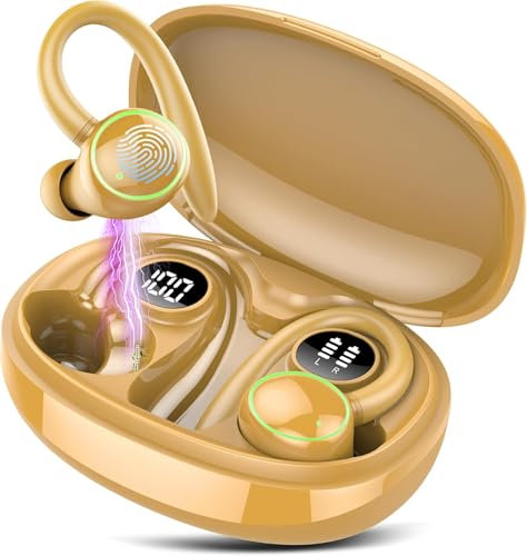 Auriculares Bluetooth Deportivos, Auriculares inalámbricos Bluetooth 5.3 con 4 micrófonos, Auriculares in-Ear Bluetooth ENC cancelación de Ruido, Auriculares estéreo HiFi con Doble Pantalla LED