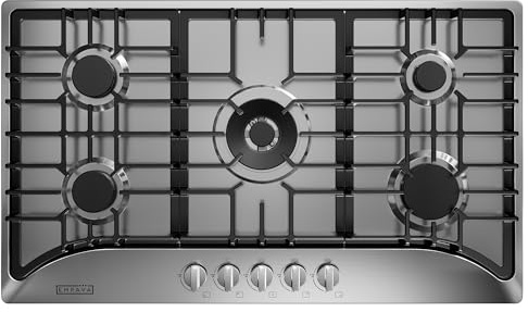 Empava 36 Inch Built-in Gas Cooktop with 5 Sealed SABAF Burners, Stainless Steel Surface, LPG/NG Convertible, Auto Electric Pulse Ignition, Flame Failure Protection