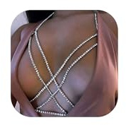 Kroppskedja för kvinnor kristall strass BH kedja boho sexig bikini midjekedjor för strand kropp smycken gåvor för kvinnor, Metall, Ingen ädelsten