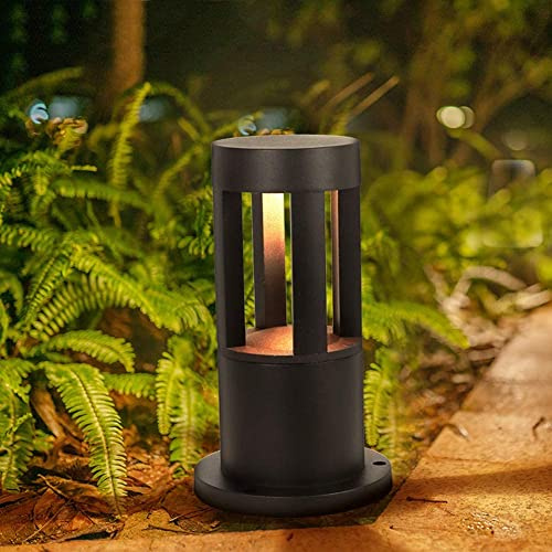 Lampada moderna da esterno in alluminio nero – IP65 impermeabile LED illuminazione percorso paesaggio con design a doghe per vialetto, patio e vialetto, lampada a colonna da giardino