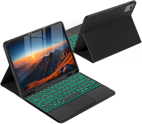 CACOE Clavier Étui Compatible avec Lenovo Idea Tab 2025 11 (TB-336ZU TB-336FU), Coque [AZERTY] Clavier avec Pavé Tactile, Éclairage à 7 Couleurs, Noir