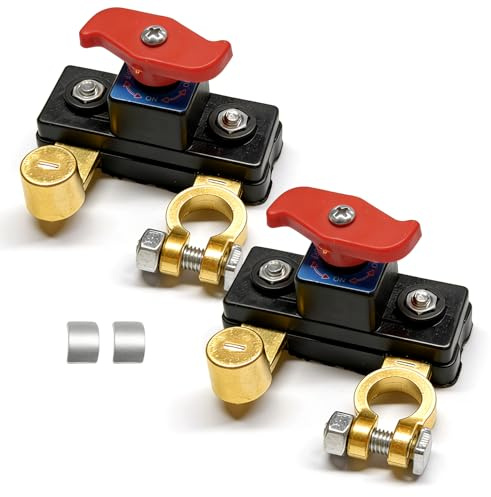 TZEKING 2PCS Interruttore di interruzione dell'alimentazione della batteria dell'auto,12 V-48 V interruttore di disconnessione regolabile in rame pur per auto, moto, barca, roulotte