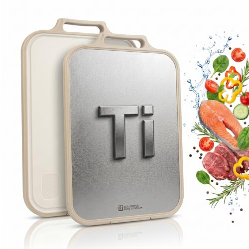 Tagliere in Titanio Puro al 100%, Tagliere Antibatterico Doppia Faccia, Tagliere da Cucina con Scanalatura per Succhi, Lavabile in Lavastoviglie, Ideale per Carne, Frutta e Verdura, Grande