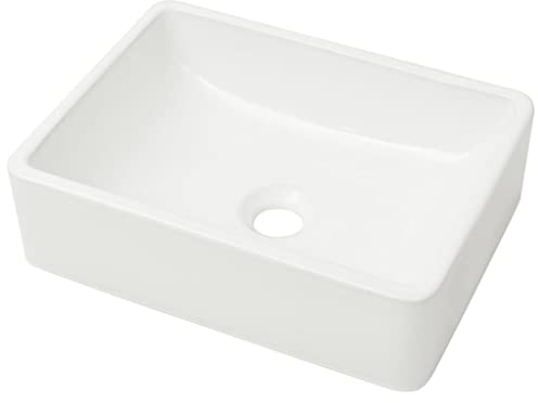 vidaXL Lavabo Cuadrado Moderno Cerámica Blanco Lavamanos Aseo Cuarto de Baño