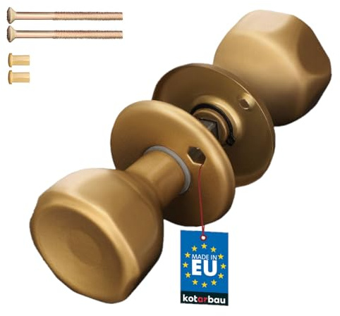 KOTARBAU® Maniglia Porta Interna - Pomello Girevole - ZnAl - 45x45 mm - Dorato - Maniglie Porte Interne - Pomelli - Pomolo Porta - Ergonomici - Design Moderno