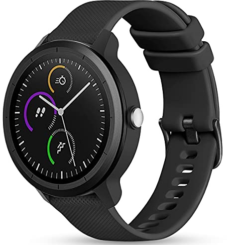 Vobafe 20mm Strap for Garmin Vivoactive 3/3 Music/Venu/Venu 2 Plus/sq/sq 2/Forerunner 245/645/55, Soft Silicone Watch Band Replacement for Garmin Vivomove HR/Instinct 2S/Fenix 7S