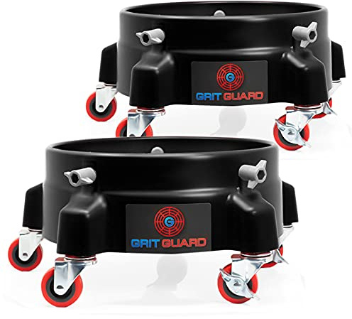detailmate Black&White Set | 2 x GritGuard Bucket Dolly hinkvagn svart | Tillbehör för professionell bilhandtvätt | rengöringshink perfekt för biltvätt, motorcykeltvätt, bilvård