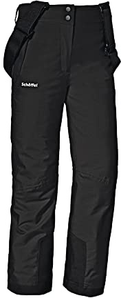 Schöffel Mädchen Ski Pants Joran G, wind- und wasserdichte Kinder Schneehose, wasserdichte Skihose mit Schneefang und Hosenträgern, black, 128