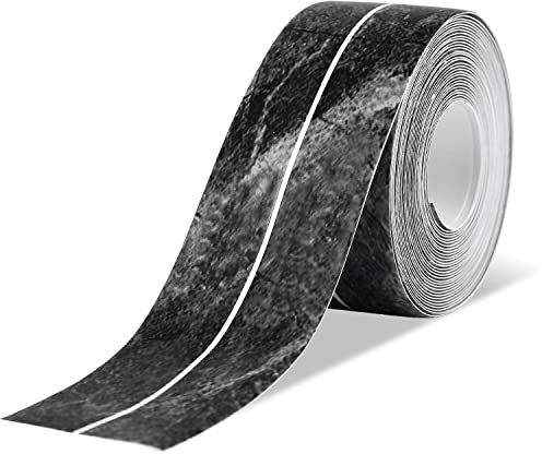 TOYMIS Dichtungsstreifen für Küche und Bad, 38mm x 5m PVC Wasserdicht Dichtungsband Bad Selbstklebend Dekorative Dichtungsleiste für Küche Spüle Toilettenboden Badezimmer Badewanne (schwarzer Marmor)