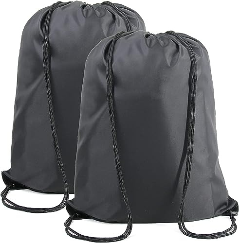 BeeGreen Black Drawstring Backpack Bags Bulk 2 Pack X-Large 22.4 L x 17.5 W Sports Cinch Sack Gym String Bags Machine Washable Heavy Duty String Backpack for Men Women