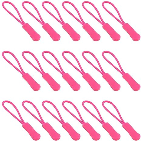 Ruidee 50 Pieces Zipper Pulls Zipper Tabs Zipper Pull Cord Extender Replacement Zipper Pulls for Backpacks, Jackets, Luggage, Purses, Handbags（Dark Pink）