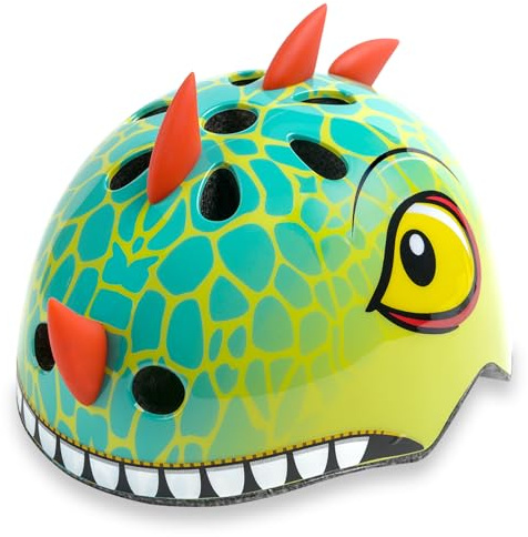 Kids Toddler Bike Helmet with Dinosaur 3D Design, Adjustable Lightweight for Child Infant Baby, Multi-Sports Helmet for Bicycle Scooter Skateboard, 2 Sizes for Age 1-3-5 Years Boys Girls (Green S)