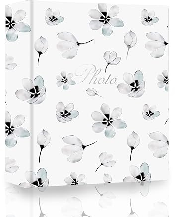 Glodenmemo album photo de 10x15 cm à 304 pochettes, impression de couverture pour 304 photos horizontales pour mariage, vacances, famille de bébé (Blanc)