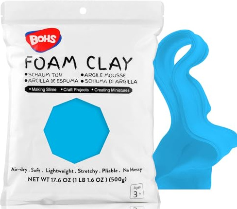 BOHS Arcilla de espuma de modelado azul cielo, esponjosa, suave, seca al aire, para proyectos escolares, cosplay, horneado falso, suministros de limo, 1 libra/500 gramos