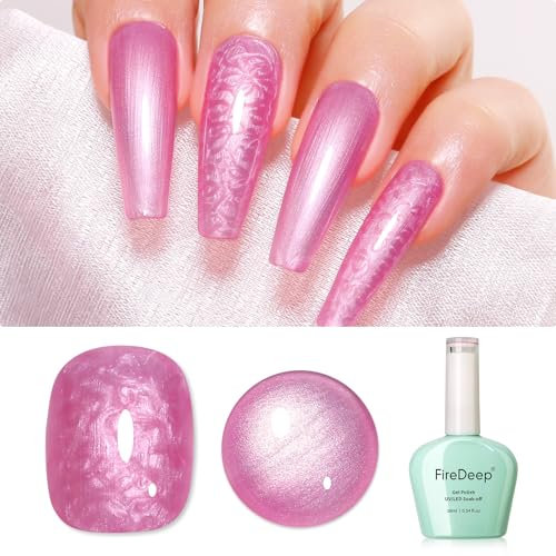 Firedeep Pearl Shell Pinkish Purple Gel Nail Polish,16ML Mermaid Pink Purple Soak Off UV Gel Polish for Manicure Salon DIY at Home 1Pcs
