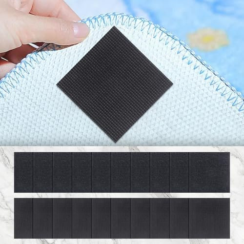 FIHODONE 20 PCS Rug Gripper, Washable & Reusable Rug Grippers Carpet Grippers Hook and Loop, Rug Tape for Pads Non Curl, Rug to Carpet Gripper for for Marble & Wooden Floors
