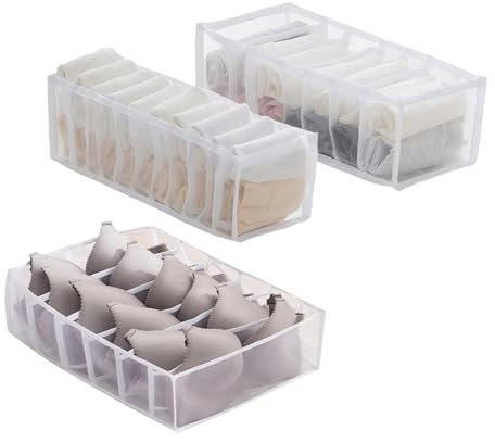 Organizer Per Reggiseni Cassetti,Organizer pieghevole per armadio,Divisori per Cassetti Separatori per Cassetti Organizzatore Cassetti,per Calze,Biancheria Intima(3 Pezzi)