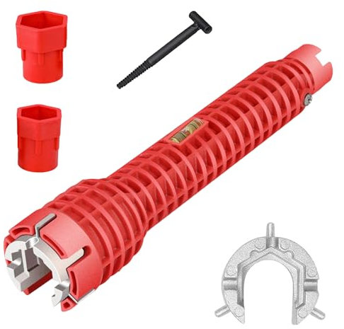 HEOUCH Strumento Multifunzionale 8 in 1 per Rubinetto, Chiave Acqua Tubo, Utensile Idraulico per Lavandini, Toilette, Bagno e Impianto Della Cucina