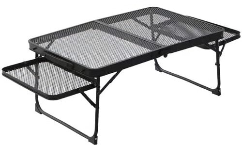 Portable Camping Table Folding Grill Table, Outdoor Folding Picnic - Ultralight Aluminum, Foldable with Side Net for Camping, Picnic, Patio, Dining, BBQ, Party, Black (23.26×15.75 inch)