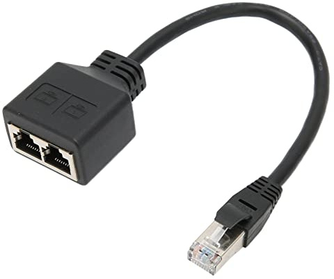 Divisor Ethernet de 1 a 2 Puertos, Extensión de Cable Adaptador de Red Ethernet RJ45, Divisor de Cable LAN Ethernet RJ45 1 Macho a 2 Hembra para Redes CAT7, Adaptador de Enchufe