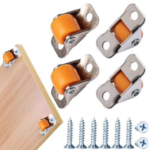 Rotelle per Mobili Piccole Ruote in Gomma,Mini Ruote per il Trasporto con Piastra in Acciaio in Metallo per Piccoli Elettrodomestici,Casse Degli Attrezzi,Attrezzature,DIY,4 Pezzi,Arancione