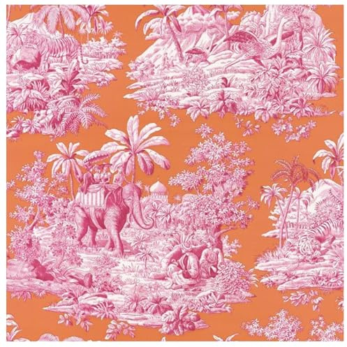 Stxy's (3ply) 60ct Toile Cocktail Napkins Pink and Orange French Toile Paper Napkins Fun Cocktail Napkin set for cute orange and pink party decorations, girls baby shower