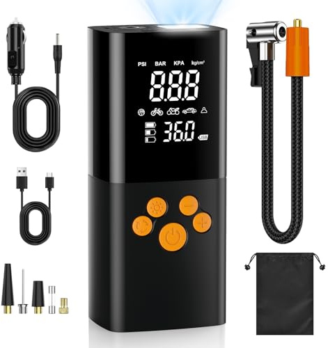 Portable air compressor, 180PSI automobile tire air pump, 25000mAh battery, one-button intelligent air pump tire inflator, suitable for cars, motorcycles, bicycles, etc