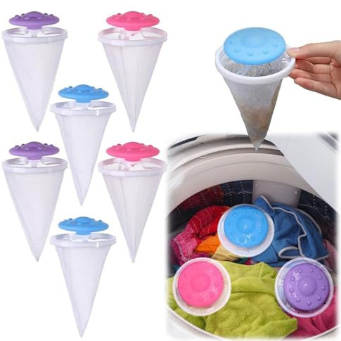 Pet Hair Remover Washing Machine, Washing Machine Lint Catcher, Pet Hair Remover for Laundry and Floating Hairs Filtering Mesh, Reusable Laundry Lint Remover Filter for Washing Machine (6pcs)