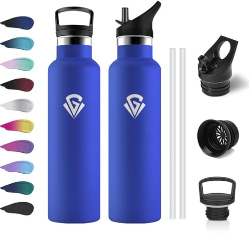 Botella Agua 750ml, Botella Termica con Doble Pared Aislante, sin BPA, Garrafa Agua Acero Inoxidable, Botella Gimnasio Ideal para Adultos, Escuela, Oficina, Viajes, Senderismo, Yoga, Running, Fitness