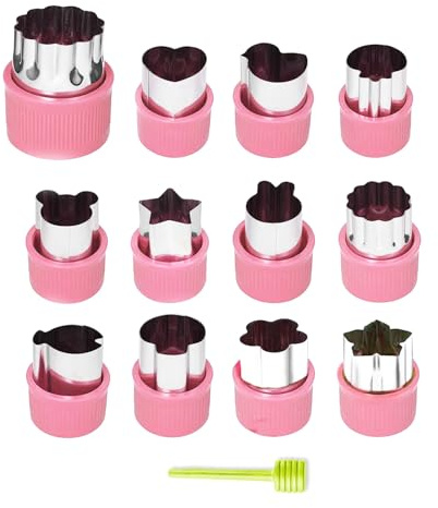 Kaizuca 12 Stück Edelstahl Ausstecher Brot und Gemüse, Ausstechformen & Brotausstecher-Set, Gemüseausstechform mit Schutzgriff, Form für Kuchen, Obst, Kekse, Gebäck, Sushi